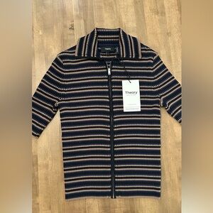 🖤 Theory Striped Zip-Up Short Sleeve Sweater 🖤
